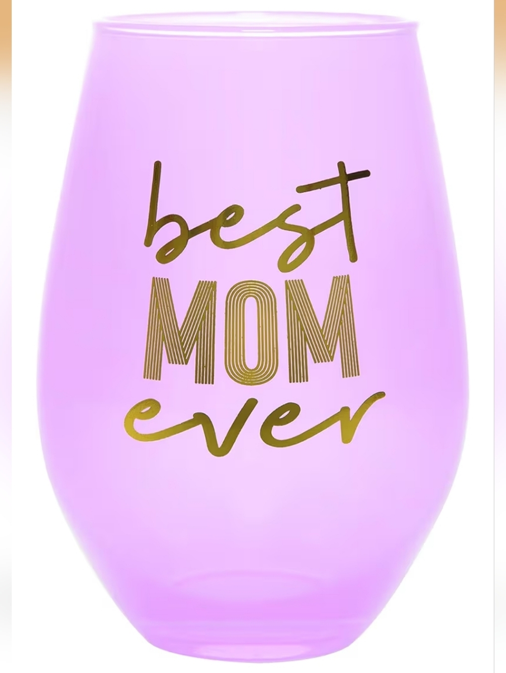Slant Collections Pink Stemless Tumbler with Best Mom Ever Gold Lettering 30oz